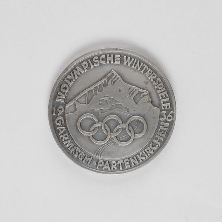 Lot #9056 Garmisch 1936 Winter Olympics Silver Participation Medal - Image 1
