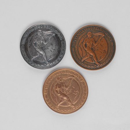 Lot #9074 Helsinki 1940 Set of (3) Summer Olympics Fundraising Medals - Image 1