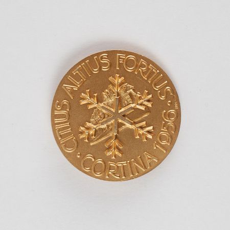 Lot #9083 Cortina 1956 Winter Olympics Gilt Participation Medal - Image 1