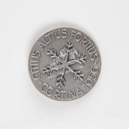 Lot #9084 Cortina 1956 Winter Olympics Silver Participation Medal - Image 2