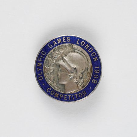 Lot #9020 London 1908 Olympics ‘Winter Games’ Athlete’s Badge - Image 1