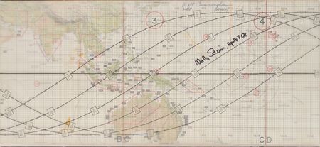 Lot #373 Wally Schirra and Walter Cunningham: Large training map signed by the pilot and commander - Image 1