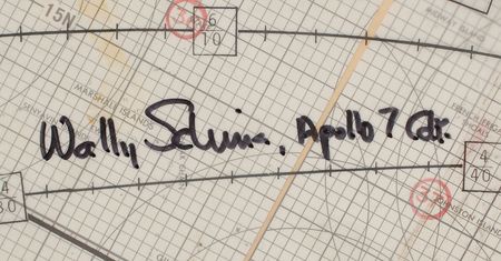 Lot #373 Wally Schirra and Walter Cunningham: Large training map signed by the pilot and commander - Image 2