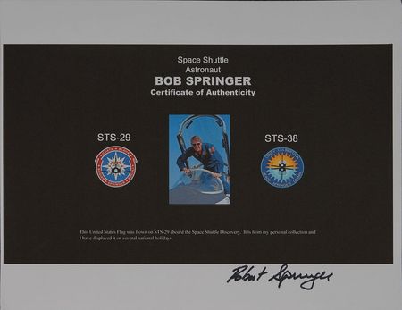 Lot #334 STS-29: Robert Springer: Immense STS-29 flagâ€”one of the largest flown flags in private hands - Image 3