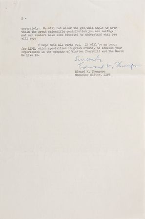 Lot #370 Mercury Astronaut LIFE Magazine Pitch Letter: Life Magazineâ??s pitch letter to the prospective astronauts of Project Mercury - Image 2