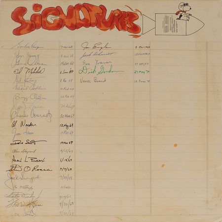 Lot #331 Apollo Astronauts: Remarkable 1969 autograph sheet featuring the complete crews of every lunar landing - Image 1