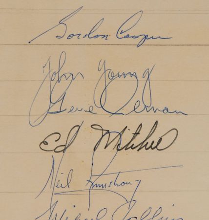 Lot #331 Apollo Astronauts: Remarkable 1969 autograph sheet featuring the complete crews of every lunar landing - Image 2