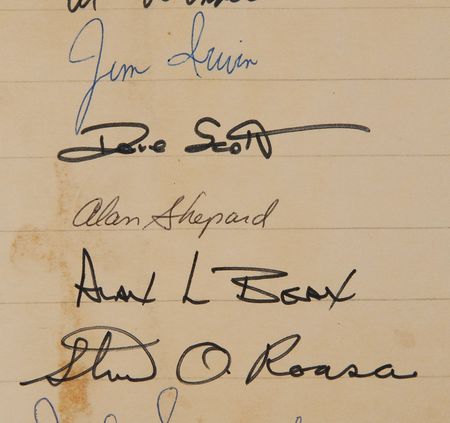Lot #331 Apollo Astronauts: Remarkable 1969 autograph sheet featuring the complete crews of every lunar landing - Image 4