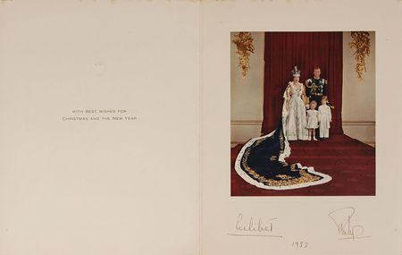 Lot #190 Queen Elizabeth II and Prince Philip Christmas Card - Image 1