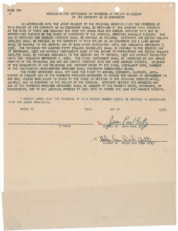 Lot #228 J. Paul Getty Signed Documents - Image 2
