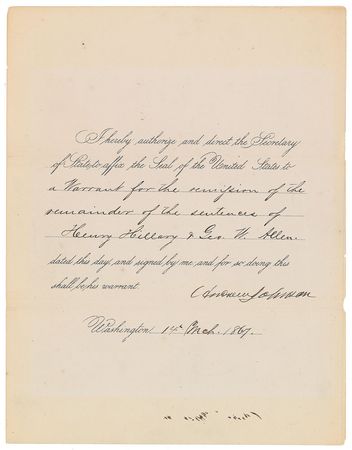 Lot #18 Andrew Johnson Signed Document
