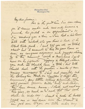 Lot #382 Gutzon Borglum: Borgulm prepares for his greatest work, adds a brilliant sketch for the George Washington bust - Image 1