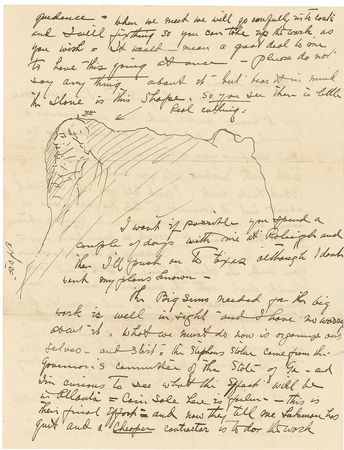 Lot #382 Gutzon Borglum: Borgulm prepares for his greatest work, adds a brilliant sketch for the George Washington bust - Image 2