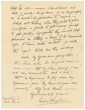 Lot #382 Gutzon Borglum: Borgulm prepares for his greatest work, adds a brilliant sketch for the George Washington bust - Image 3