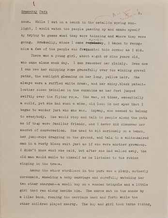 Lot #444 Sylvia Plath: Rare hand-edited draft by the 16-year-old Sylvia Plath - Image 2