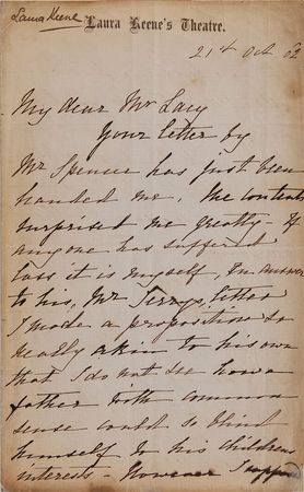 Lot #638 Laura Keene Handwritten Letter Signed - Image 1