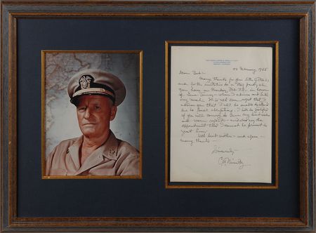 Lot #299 Chester Nimitz: Nimitz regrets that he cannot attend 