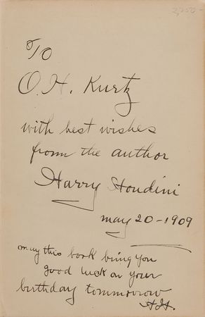 Lot #634 Harry Houdini: 