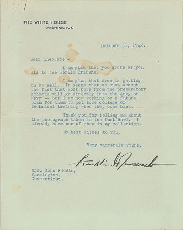 Lot #42 Franklin D. Roosevelt: FDR on returning