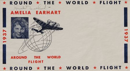 Lot #304 Amelia Earhart: Sought-after signed cover designed for Earhart's ill-fated flight - Image 1