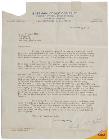 Lot #304 Amelia Earhart: Sought-after signed cover designed for Earhart's ill-fated flight - Image 2
