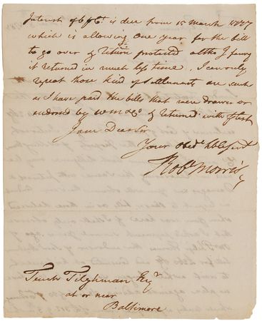 Lot #114 Robert Morris: Morris writes to his Baltimore business partner, a former aide-de-camp to General Washington - Image 2