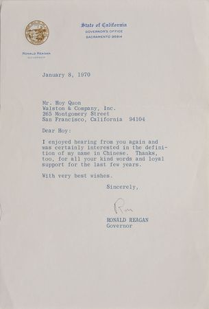 Lot #62 Ronald Reagan: Archive from Reagan's 1966 Chinatown campaign - Image 2