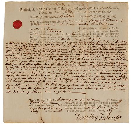 Lot #113 Robert Treat Paine Signed Document - Image 1