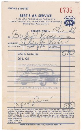 Lot #255 Buford Pusser Receipt - Image 1