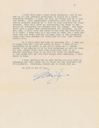 Lot #649 Marilyn Monroe: Desperate letter from Monroe to Lee Stasbergâ??