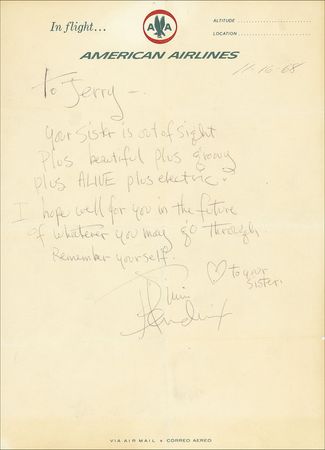 Lot #7083 Jimi Hendrix Autograph Letter Signed
