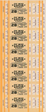 Lot #7075 Elvis Presley Sheet of Unperforated 1977 Concert Tickets - Image 1