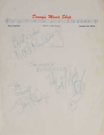 Lot #7087  Classic Rock Legends Signatures: Hendrix, Led Zeppelin, Deep Purple, Canned Heat - Image 1
