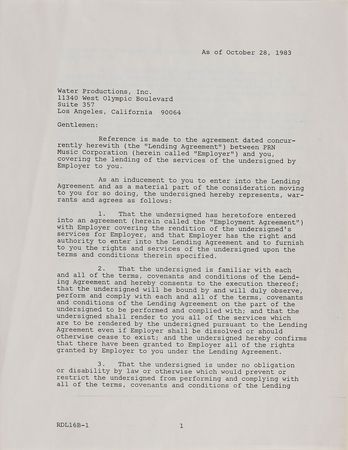 Lot #7525 Prince Signed Document - Image 1