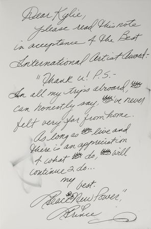 Lot #7424  Prince Signed Handwritten Brit Awards Acceptance Speech - Image 2