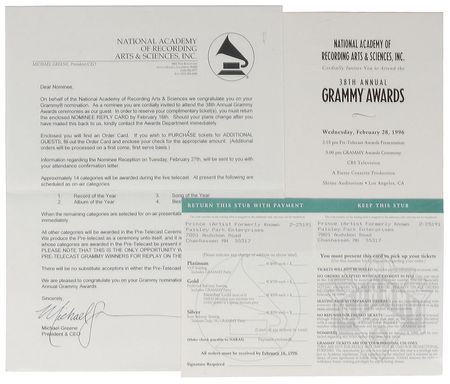 Lot #7434  Prince?s 1996 Grammy Invitation - Image 4