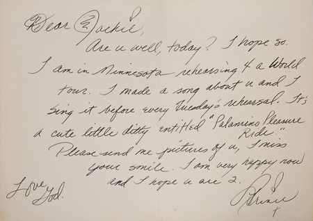 Lot #7520 Prince Autograph Letter Signed in Card  - Image 2