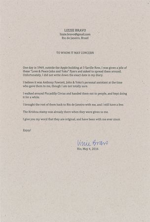 Lot #7067 John Lennon and Yoko Ono 1969 Flyer - Image 2