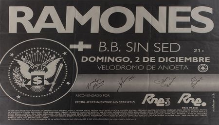 Lot #7321 Ramones 1990 Spain Signed Oversized