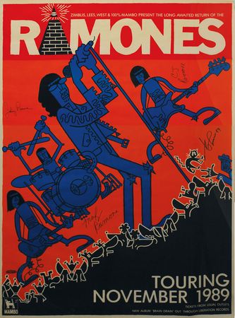 Lot #7320 Ramones 1989 Australia Oversized Signed