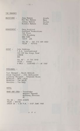 Lot #7348 Ramones Collection of Tour Itineraries - Image 2