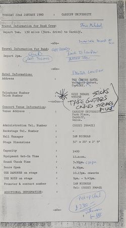 Lot #7348 Ramones Collection of Tour Itineraries - Image 4
