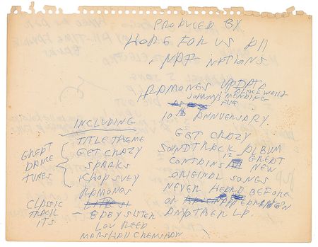 Lot #7286 Joey Ramone Handwritten Notes - Image 2