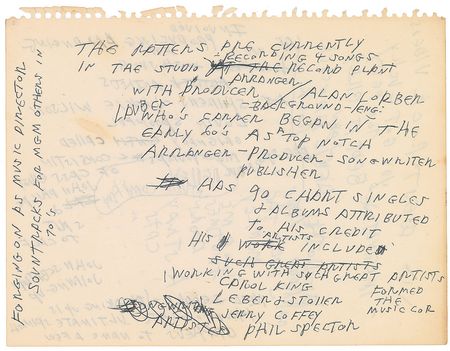 Lot #7287 Joey Ramone Handwritten Notes - Image 1