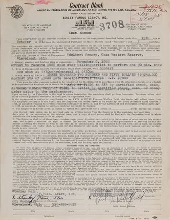Lot #7161 Paul Butterfield Signed Contract - Image 1