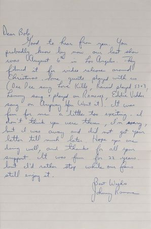 Lot #7378 Johnny Ramone Autograph Letter Signed - Image 1
