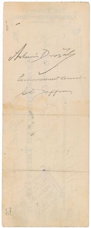 Lot #490 Antonin Dvorak: 1892 National Conservatory of Music paycheck - Image 1