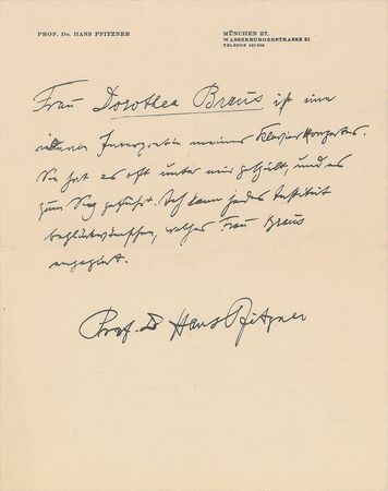 Lot #547 Hans Pfitzner Handwritten Letters Signed - Image 2