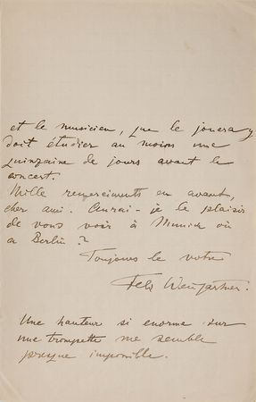 Lot #564 Felix Weingartner Handwritten Letter Signed - Image 3