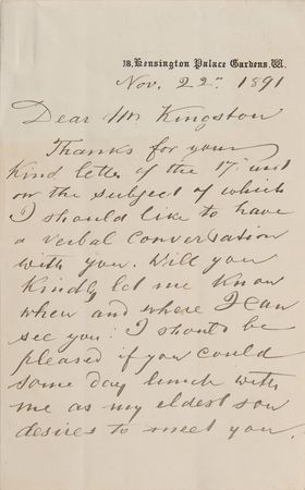 Lot #297 Paul Reuter Handwritten Letter Signed - Image 1